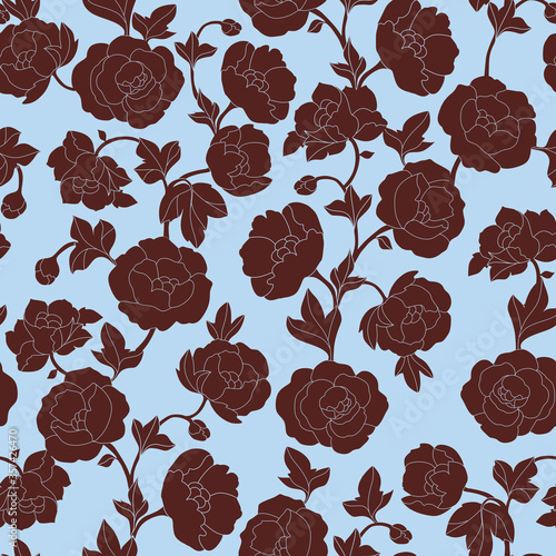 Flower vector stylized pattern with peonies.