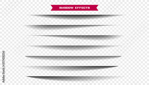 seven realistic wide paper sheet shadows set