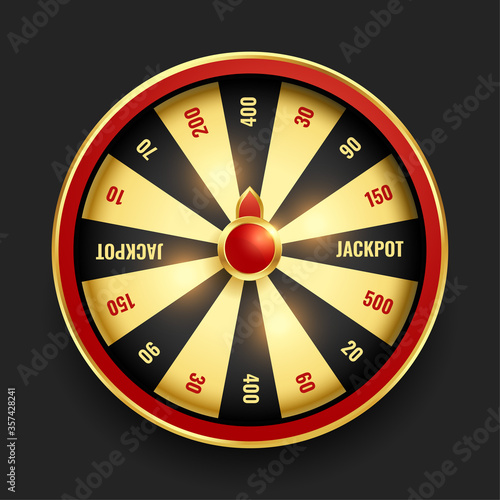 realistic wheel of fortune in golden color
