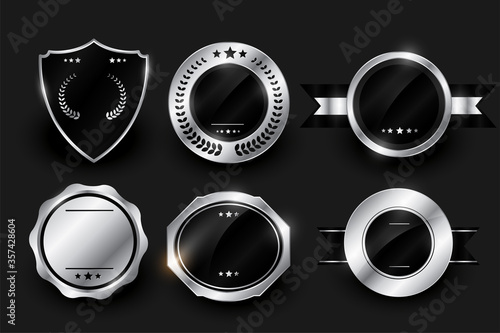 blank silver shiny labels and badges design
