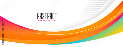 wavy abstract orange shape wide banner design