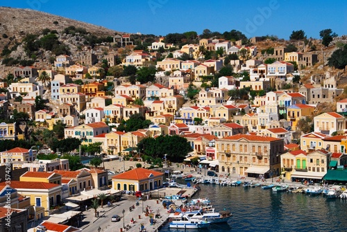 Greece  Symi island  view of the town of Symi.