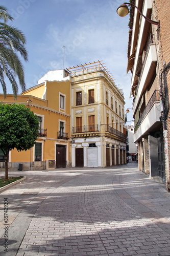 Street view with old buildings, Majestic and old facades in Cordoba city, Spain.