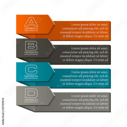 Modern minimal arrow shape elements for business infographics banner. Material style. Vector shape. Can be used for workflow layout, brochure, diagram, chart, number step up options, web design banner