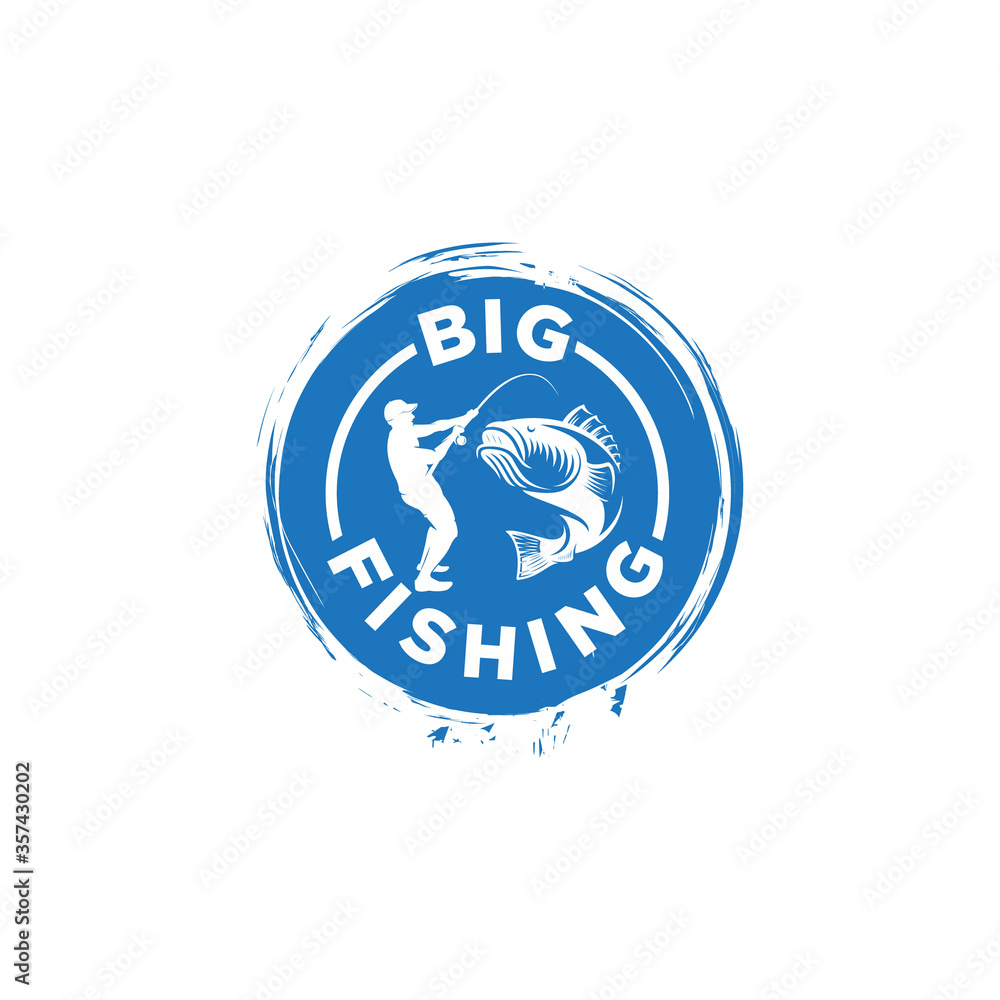 big fishing blue silhouette logo big fishing blue silhouette logo