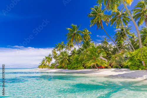 Landscape of paradise tropical island beach. Luxury design of tourism for summer vacation holiday destination concept. 