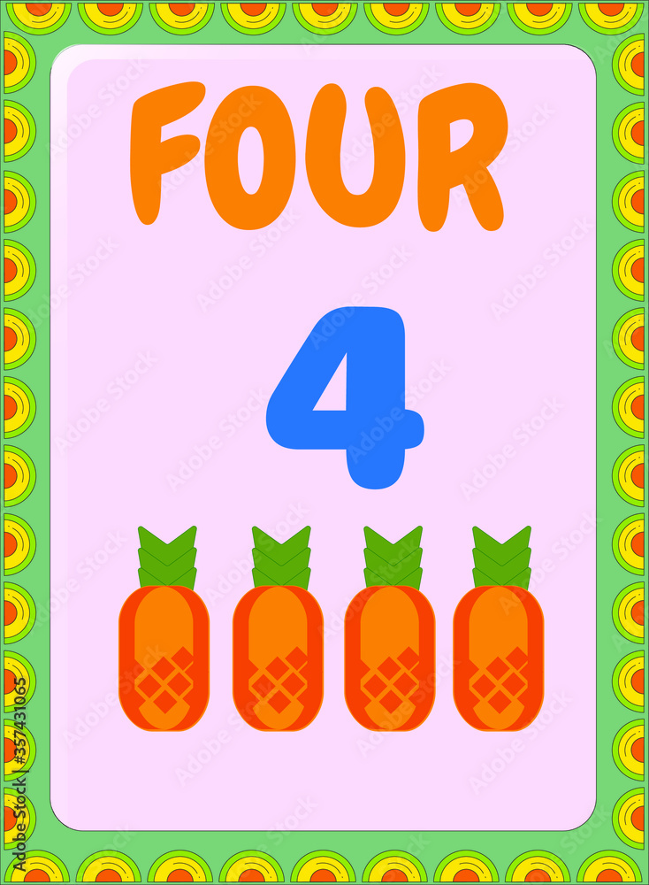Fototapeta premium Preschool and toddler math counting fruit image design