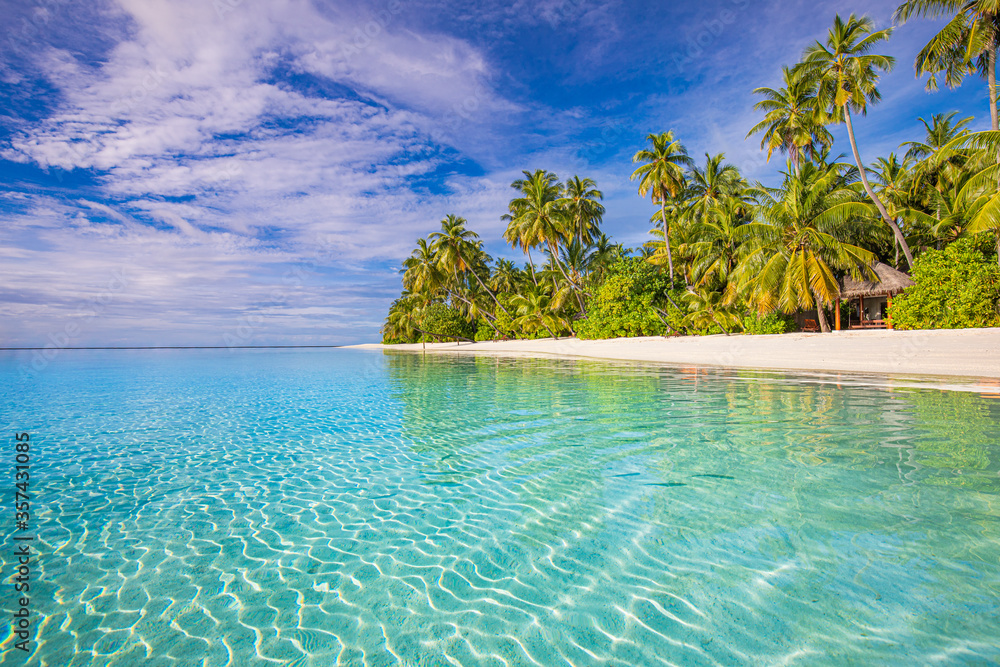 Fototapeta premium Landscape of paradise tropical island beach. Luxury design of tourism for summer vacation holiday destination concept. 