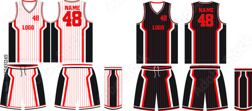 Basketball uniform Custom Design mock ups templates design for basketball club t-shirt mock up for basketball jersey. Front view, back view and side view basketball shirt and shorts