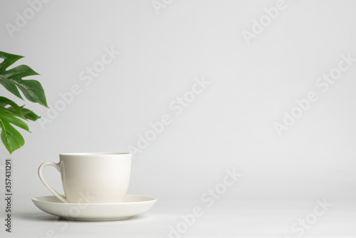 Empty coffee cup or White ceramic mug isolated on white background.Mockup template for design or advertising