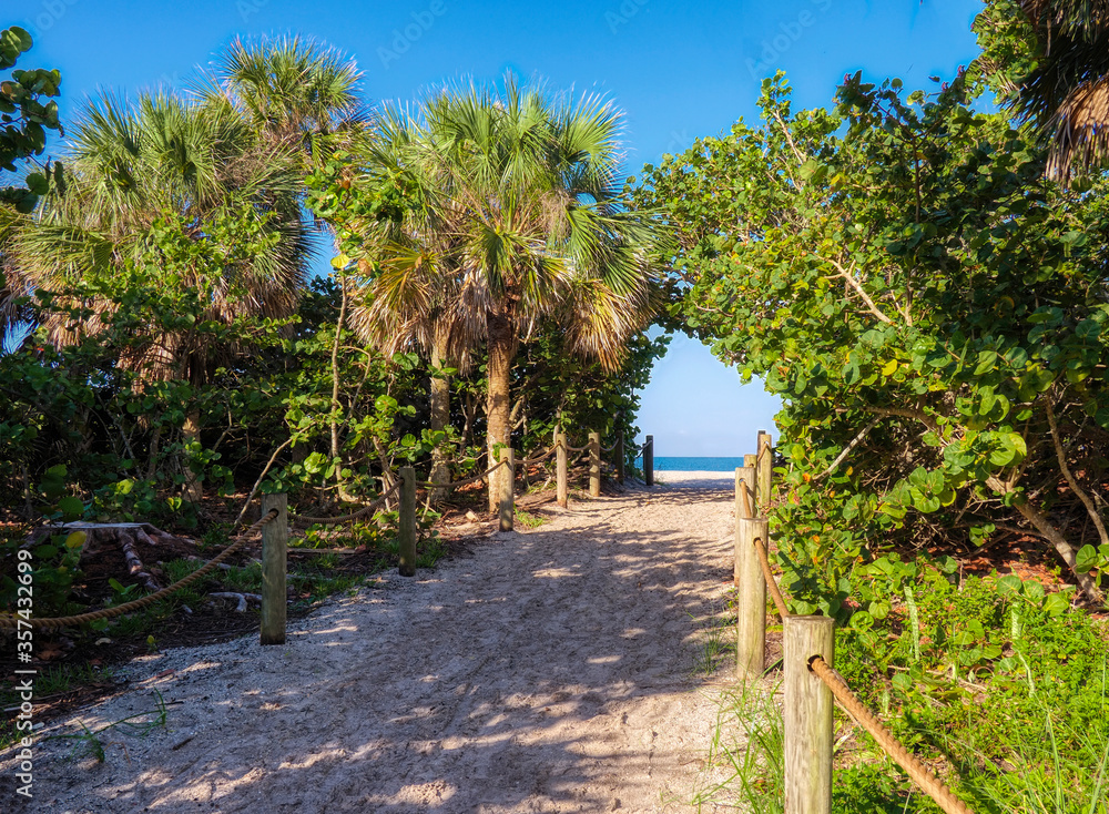 Entrance walkway to Blind Pass Beach on Manasota Key on the Gulf of Mexico in Englewood FLorida in the United States