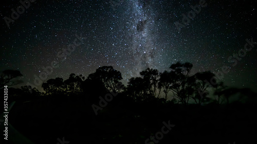 The Milky Way in the mountains of the Grampians National Park in Victoria, Australia at a clear starry night in summer.