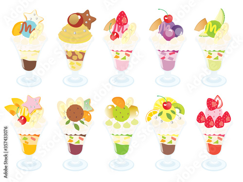 Fruit parfait set illustration 01