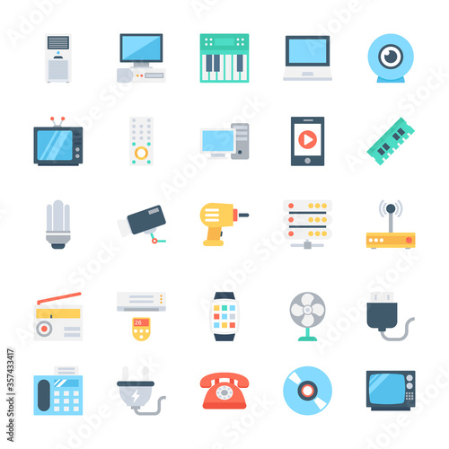 Electronics Colored Vector Icons 3