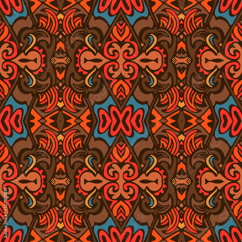 Abstract festive colorful boho vector ethnic tribal pattern