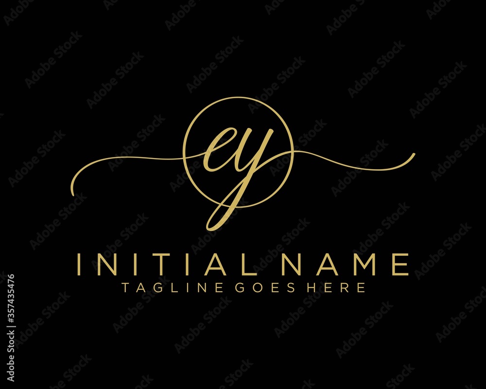 Initial E Y handwriting logo vector. Hand lettering for designs Stock ...
