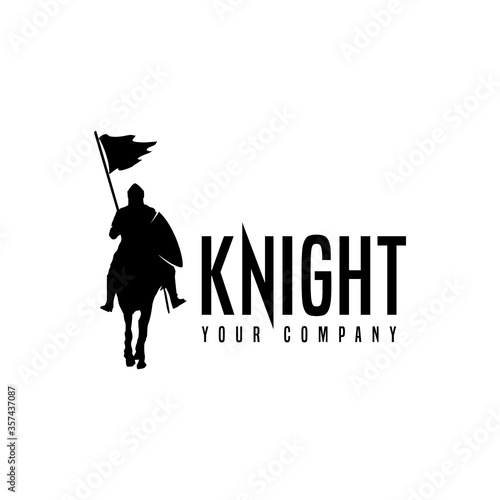 Knight Silhouette, Horse Warrior Paladin Medieval logo design