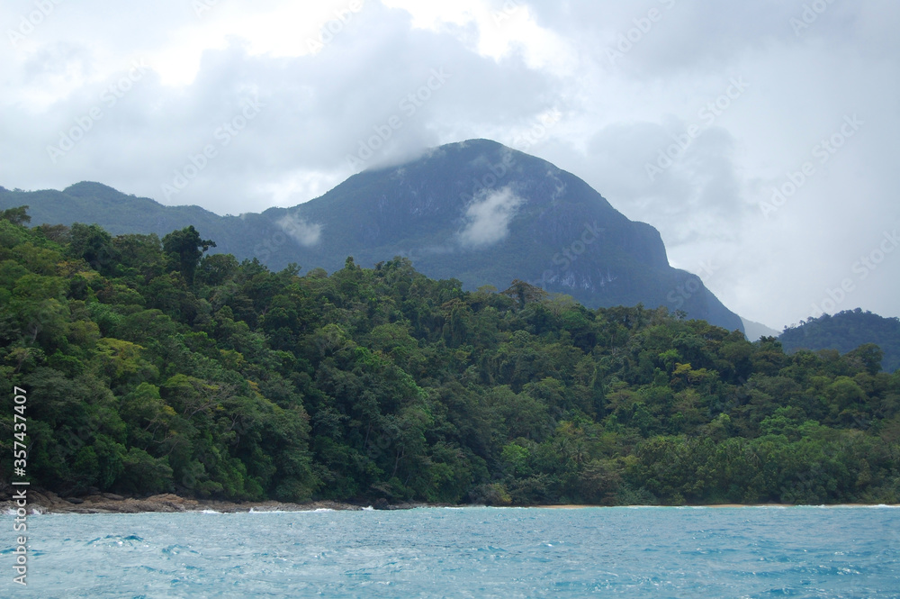 Mountain formation with trees and sea at Puerto Princesa, Palawan, Philippines