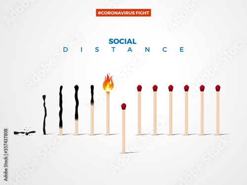 Break the Chain of Corona Virus, Covid 19-2020. match stick example for corona virus disease vector background for social awareness.for social media, Ad, Flyer, Poster and Banner.