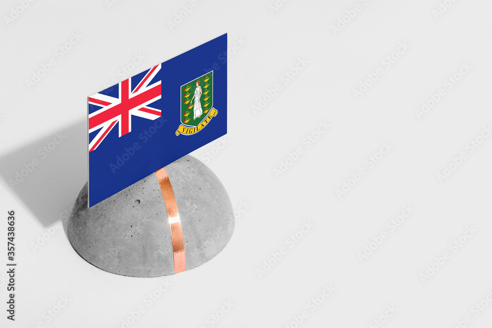 British Virgin Islands flag tagged on rounded stone. White isolated ...