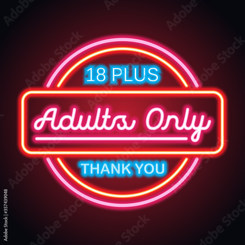 adults only glowing box for outdoor  business advertising neon sign billboard. vector illustration
