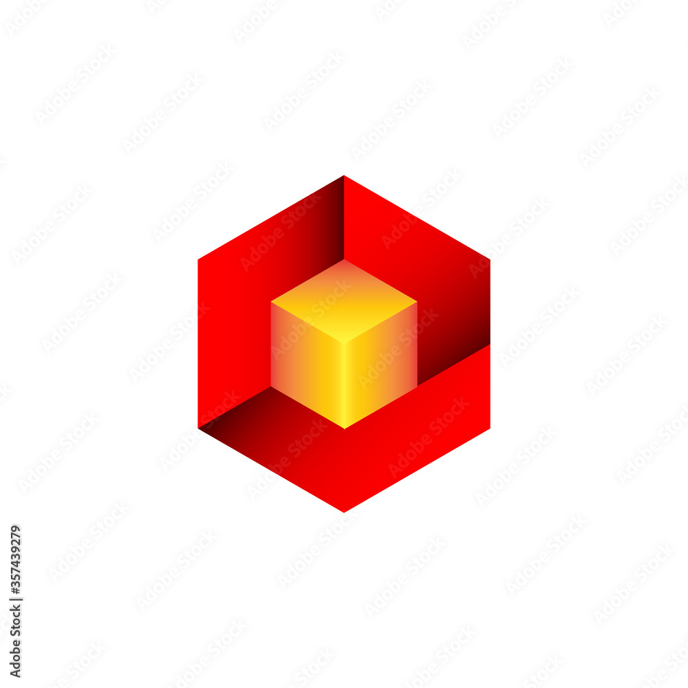 isometric hexagon with 3D cube. Abstract. Vector eps.10 isometric hexagon with 3D cube. Abstract. Vector eps.10