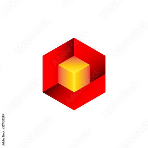 isometric hexagon with 3D cube. Abstract. Vector eps.10