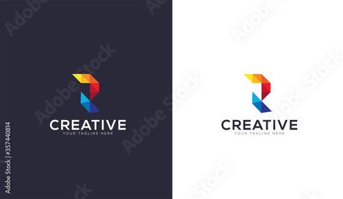Letter R logo design. colorful letter r icon. r smart pixel style logo template