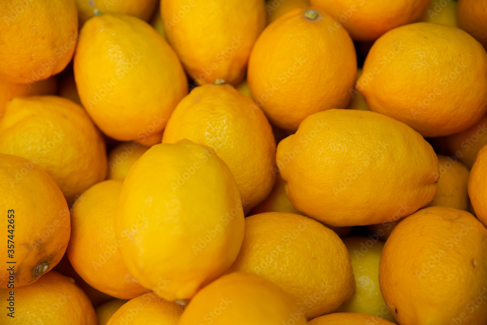 Ripe Juicy Lemon Fruit. Yellow citrus fruit lemon