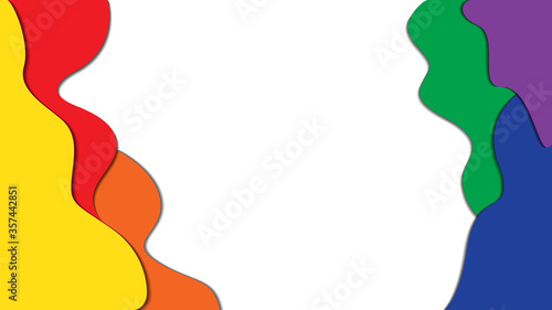 Waves rainbow in paper cut style with copy space. Gay Pride LBGT, LBGTQ, LBGTQ+ concept. Color sign for gay, lesbian, homosexual, bisexual, transgender human.