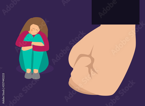 concept of domestic violence against women, vector illustration