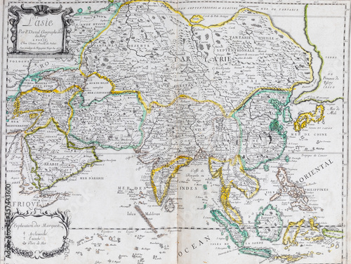 Fototapeta Naklejka Na Ścianę i Meble -  Old map of Asia - From an 1656 Atlas of Geography from P. du Val - France (Private collection)