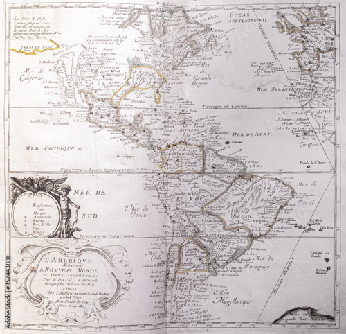 Fototapeta Naklejka Na Ścianę i Meble -  Old map of The Americas (The New World) - From an 1656 Atlas of Geography from P. du Val - France (Private collection)