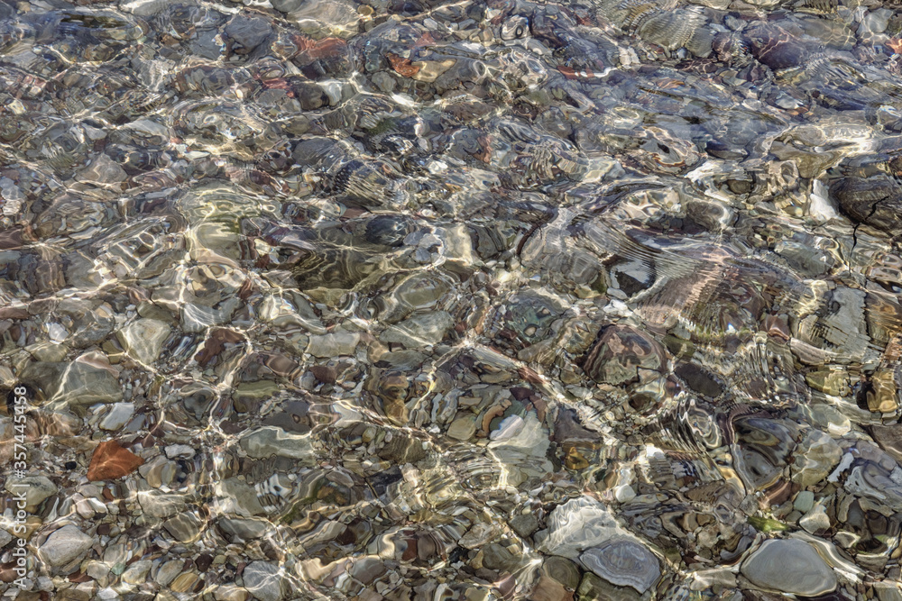 Abstract natural texture. Shallow water, stone beach