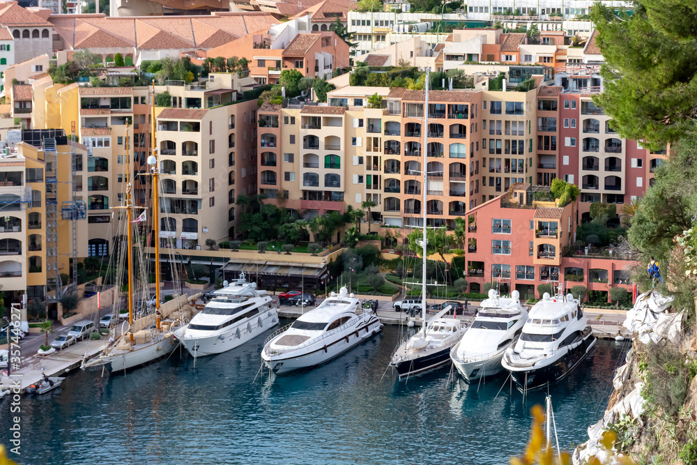 view of the port of fontvieille in monaco