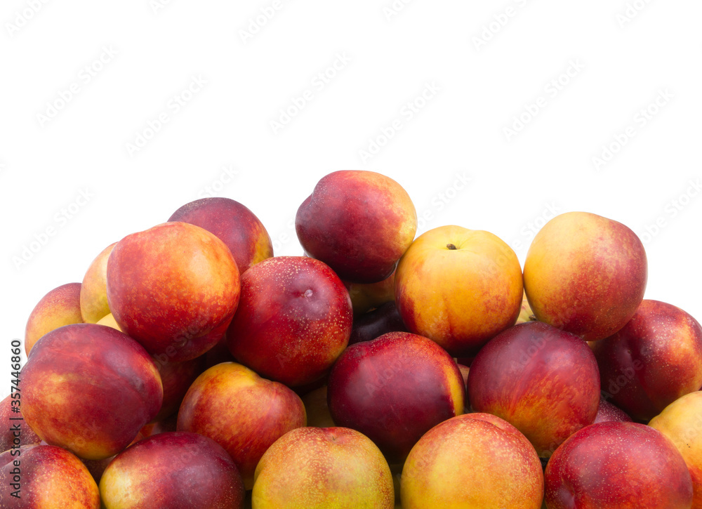 Many nectarines isolated on white background Many nectarines isolated on white background