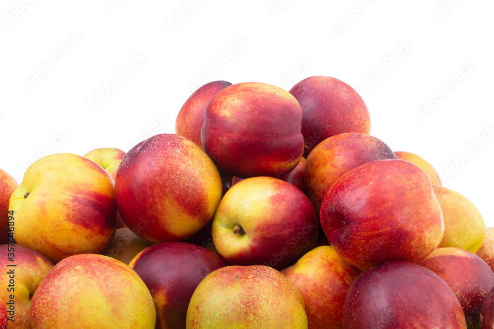 Fresh ripe nectarines isolated on white background Fresh ripe nectarines isolated on white background