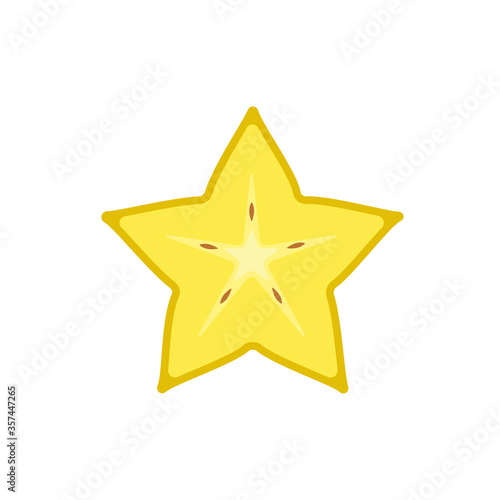 Carambola  in cut star fruit flat design