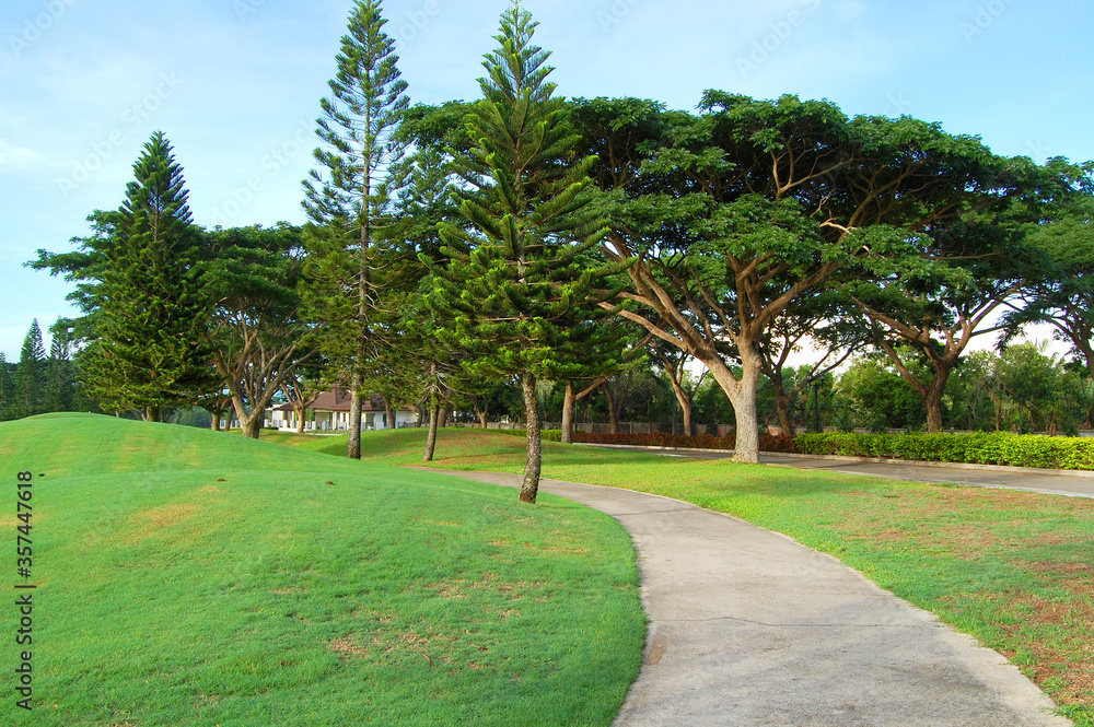 Golf course pathway at Mount Malarayat in Lipa, Batangas, Philippines.