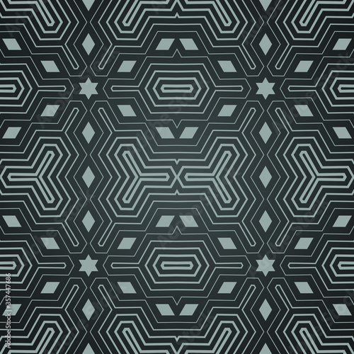 Geo print design, seamless monochrome geometric pattern, abstract ornamental repeating background, vector art illustration