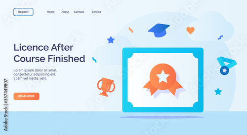 Landing after course finished for campaign web website home homepage landing page template with filled color modern flat style design.