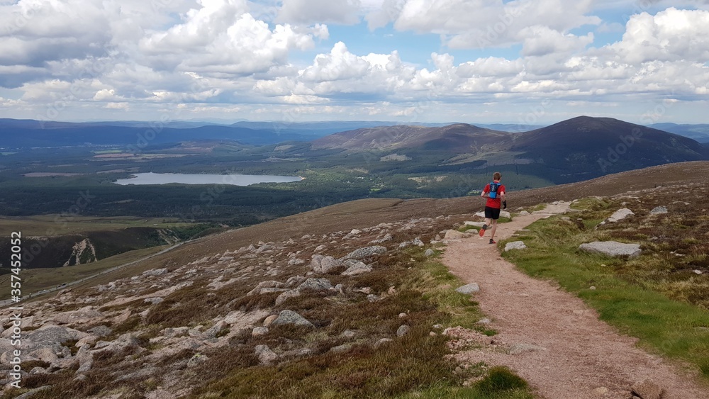Running in the Cairngorms.