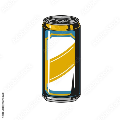 Colorful aluminum can of beer