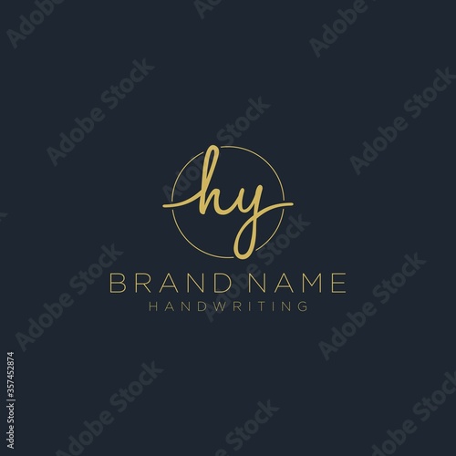 Initial H Y handwriting logo vector. Hand lettering for designs