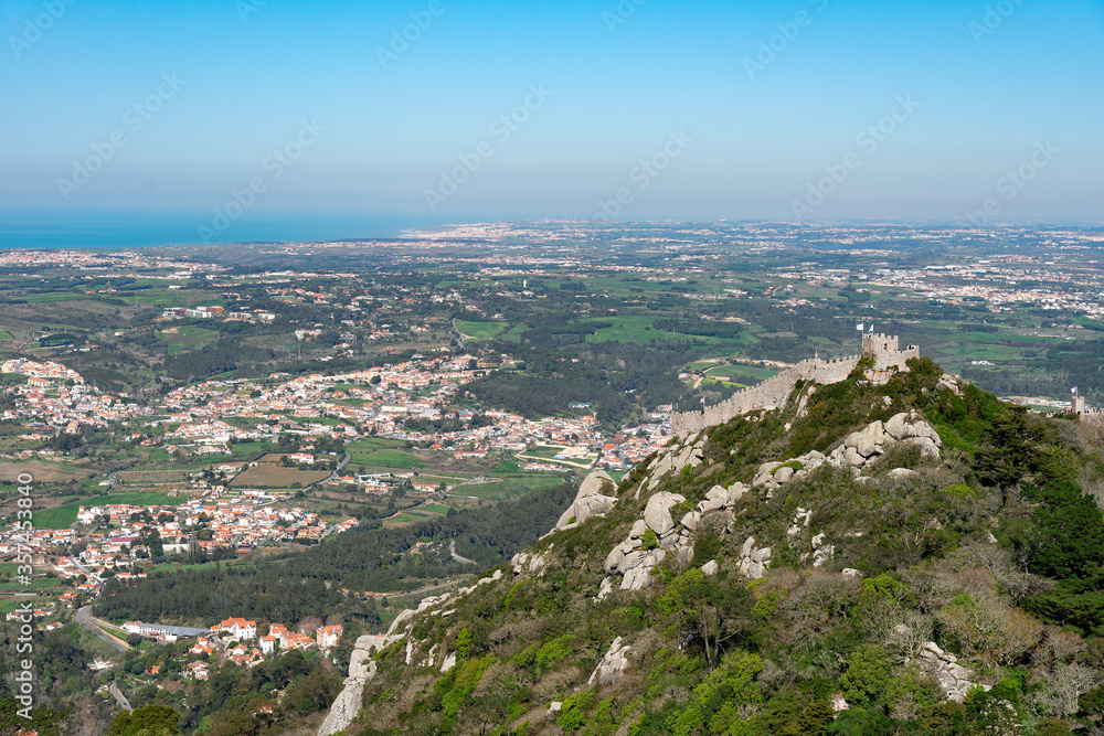 Obraz premium Sintra, Portugal - February 2020: castle of the Moors (Castelo dos Mouros)