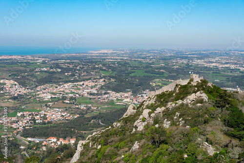 Sintra, Portugal - February 2020: castle of the Moors (Castelo dos Mouros)