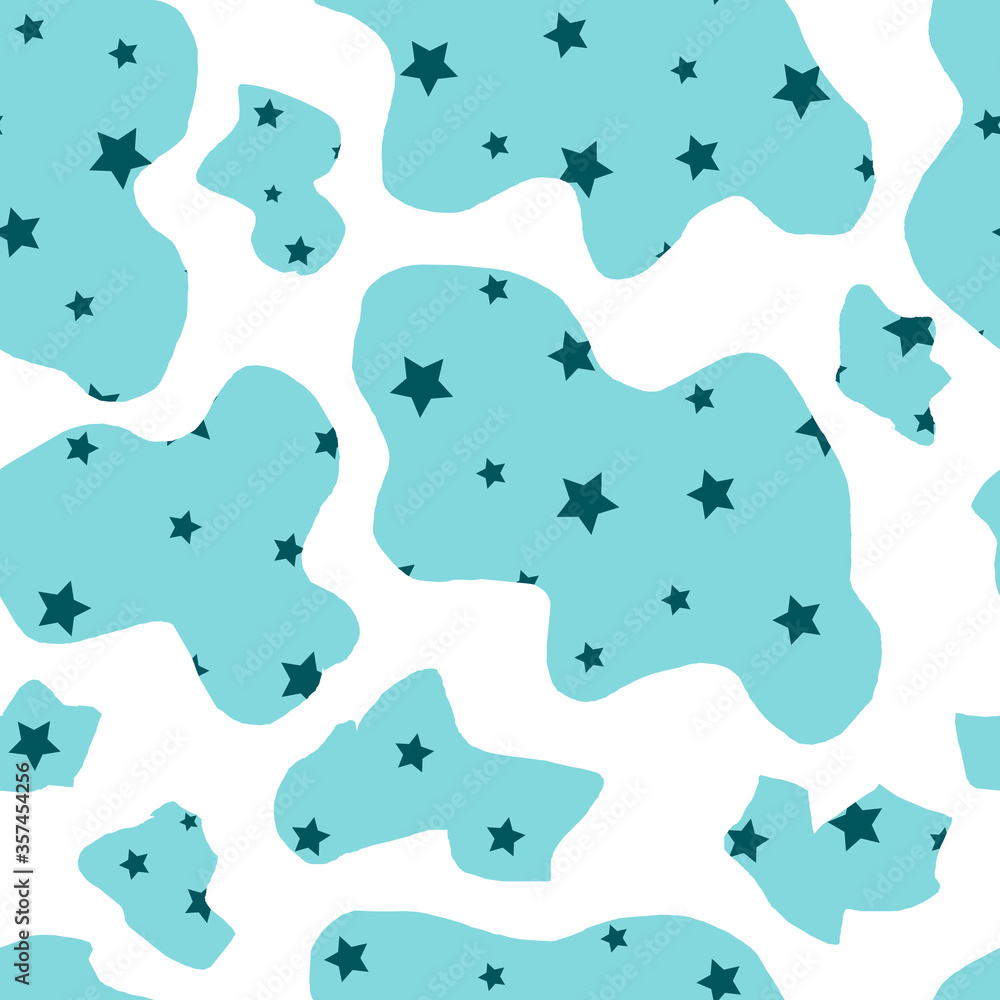 Seamless pattern abstract aesthetic forms elements stars on a blue background Seamless pattern abstract aesthetic forms elements stars on a blue background