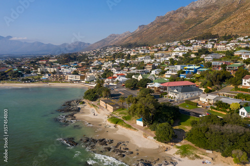 Aerial view of the ocean front community of Gordon's Bay, South Africa © Ahturner