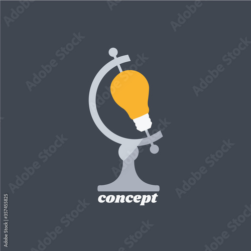 earth day hour energy symbol icon isolated cartoon. lamp & idea around the world icon. save earth global concept. think smart. technology logo innovation creative. globe light bulb vector flat design