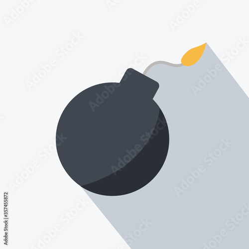 clean bomb time exploding isolated with a little fire & countdown and attack explosion icon sign symbol flat design style vector